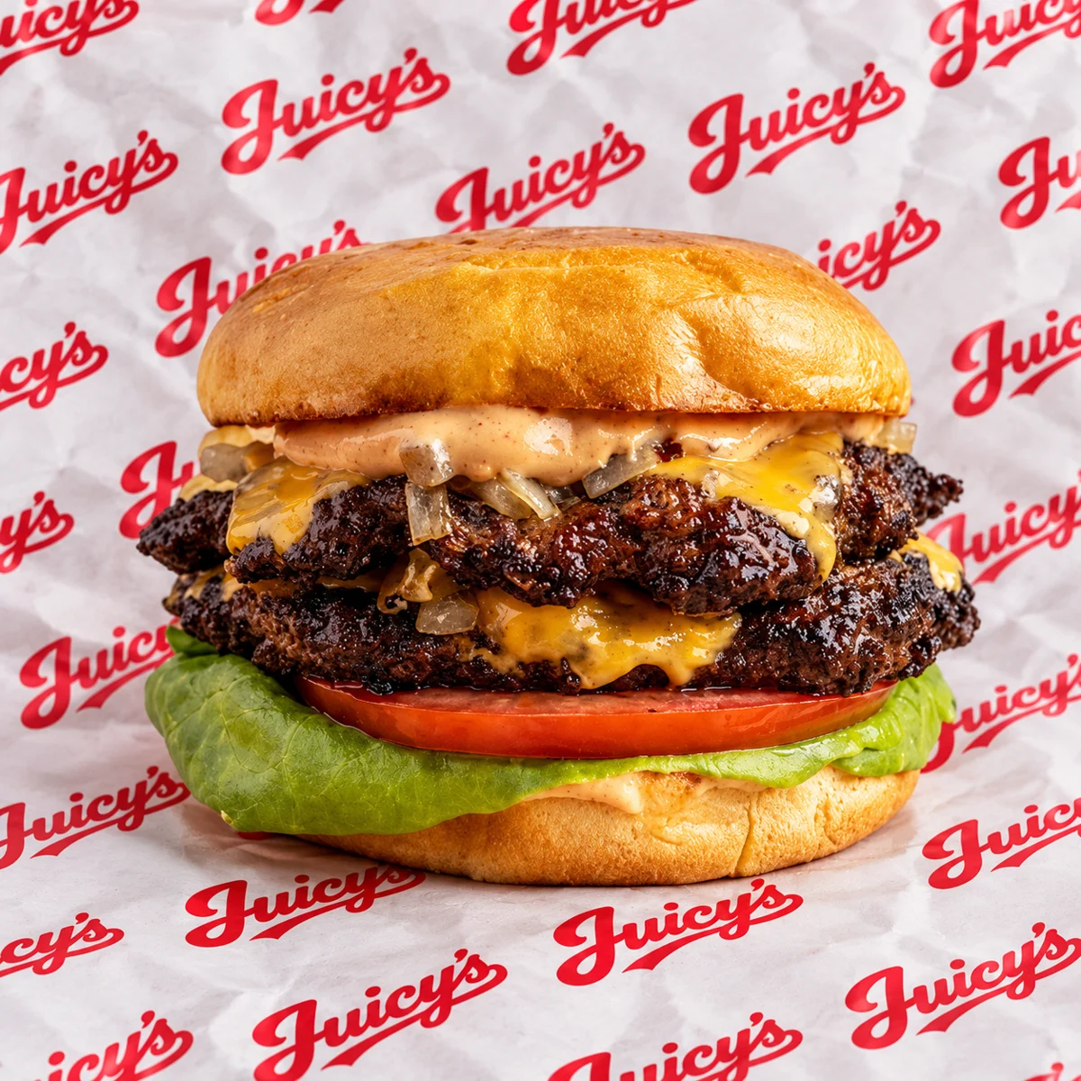Big Juicy burger on Juicy’s paper