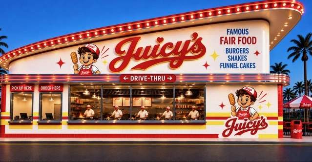 New Juicy’s restaurant storefront design